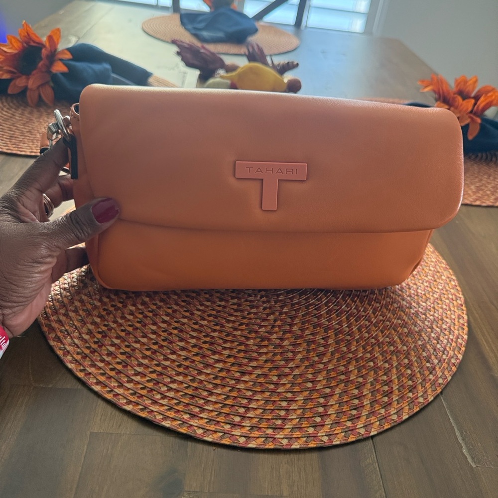 Tahari Vibrant Orange Clutch